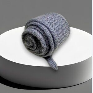 Light Blue Knit Scarf Kerchief Handmade Mohair Neck Shawl Size: 48 x 3.5 inch